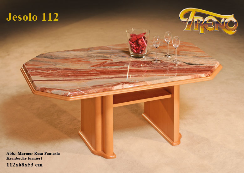 Couchtisch Jesolo 112 Marmor Rosso Holz Buche