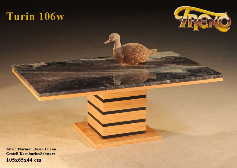 Couchtisch Turin 106w Holz Buche Schwarz Marmor Rosso Luano