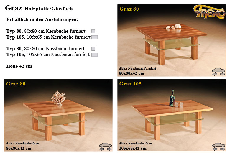 Couchtisch Graz Holz Glas