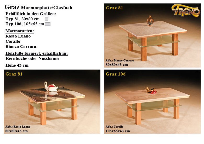 Couchtisch Graz Marmor Glas