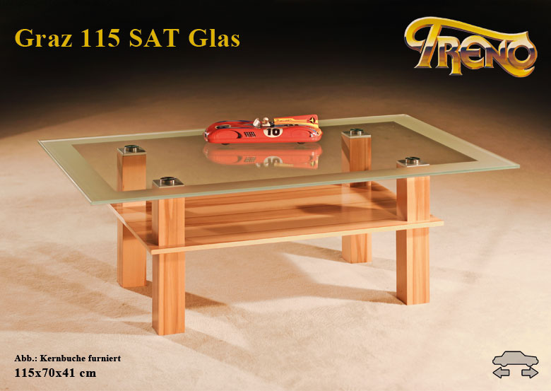 Couchtisch Graz 115 Glas Holz
