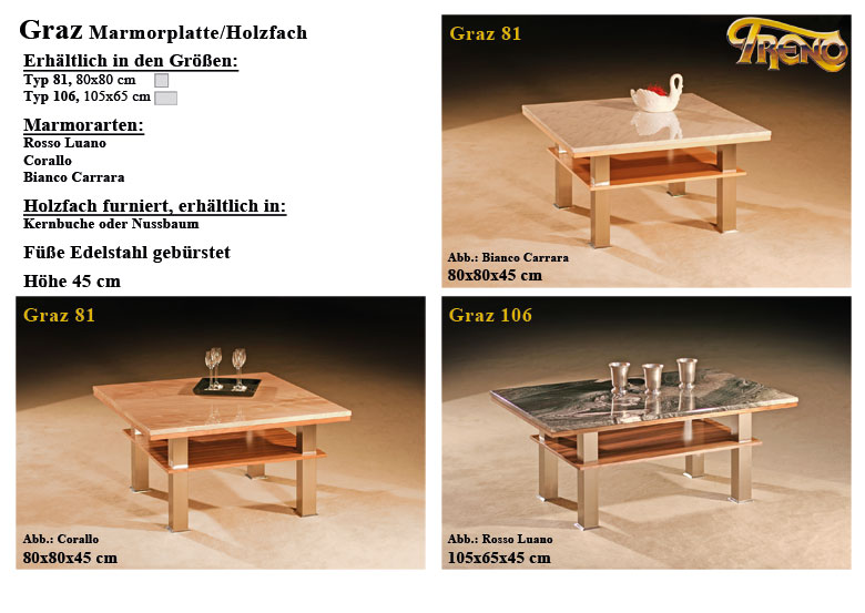 Couchtisch Graz Marmor Holz Edelstahl �bersicht