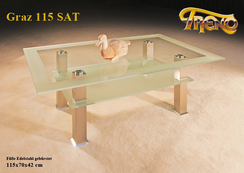 Couchtisch Graz 115 Glas Edelstahl